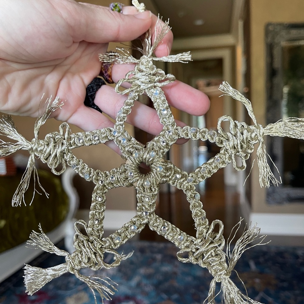 Handmade Macramé Rope Snowflake - Picture 3 of 3